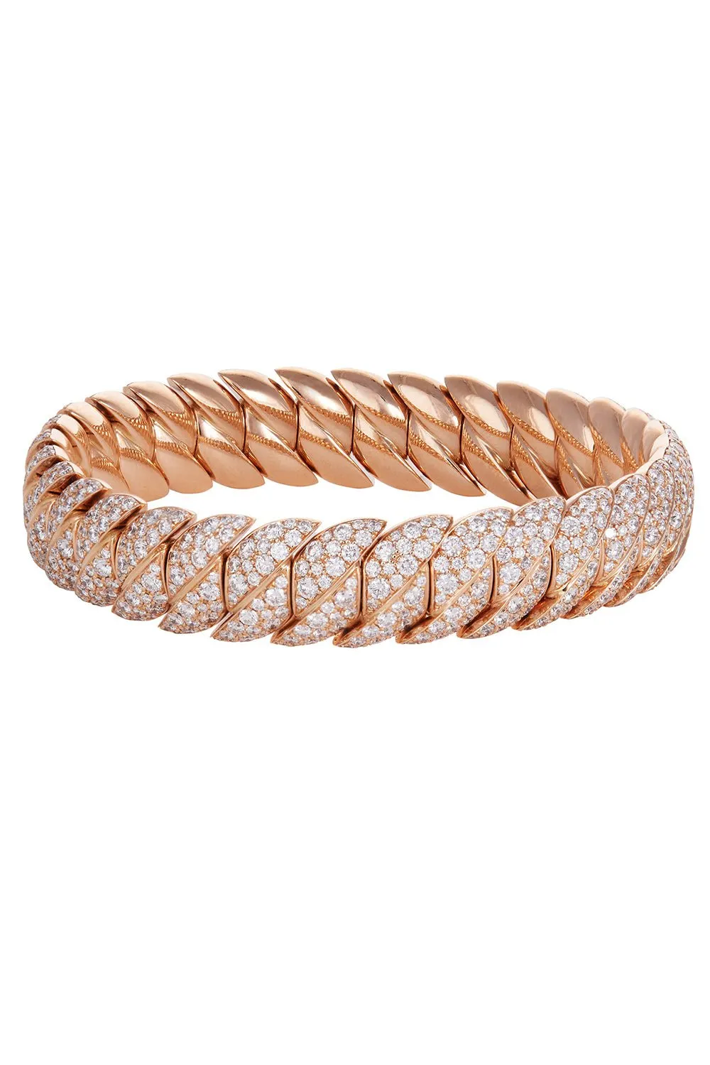 Wave Link Diamond Bracelet - Rose Gold