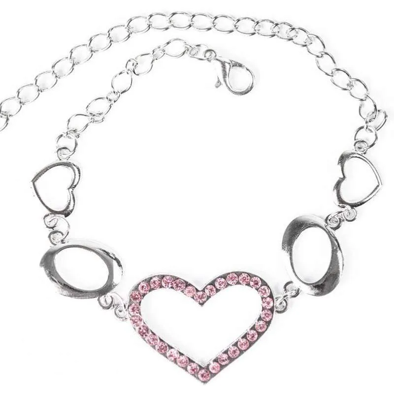 Wearing My Heart On My Sleeve Pink Rhinestone Bracelet