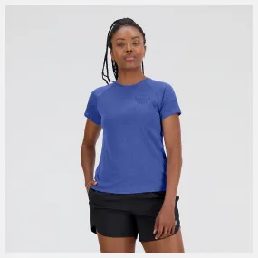 Woman's Printed Impact Run SS T -MARINE BLUE HEATHER