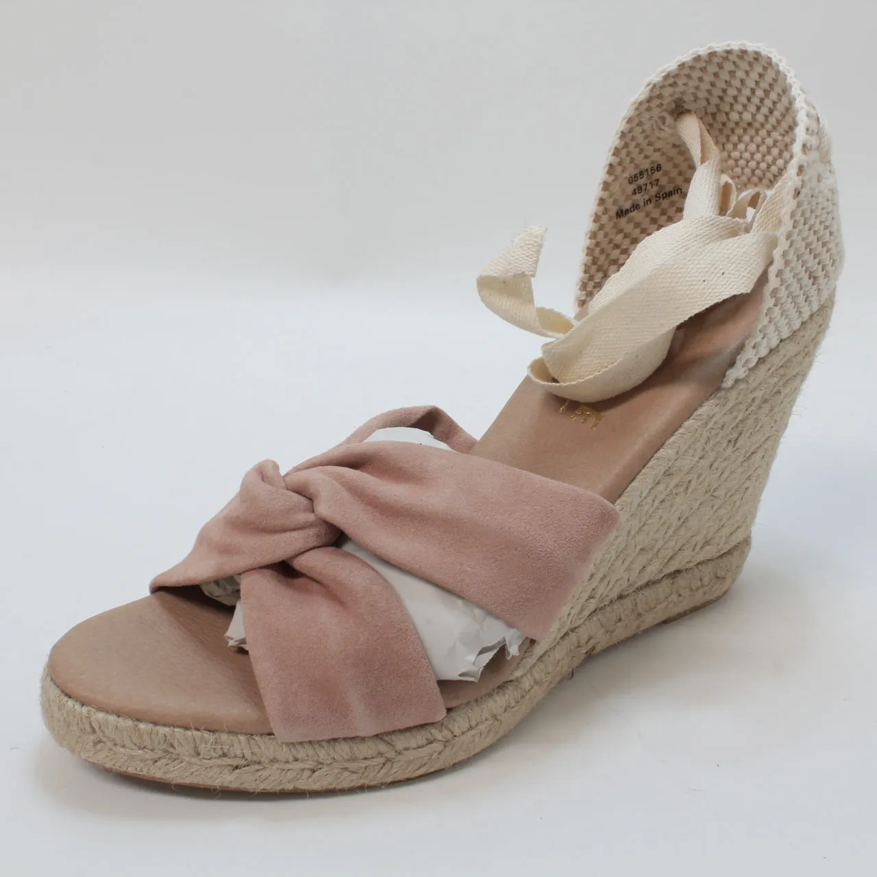 Womens Office Heather Ankle Tie Espadrilles Blush Suede Uk Size 6