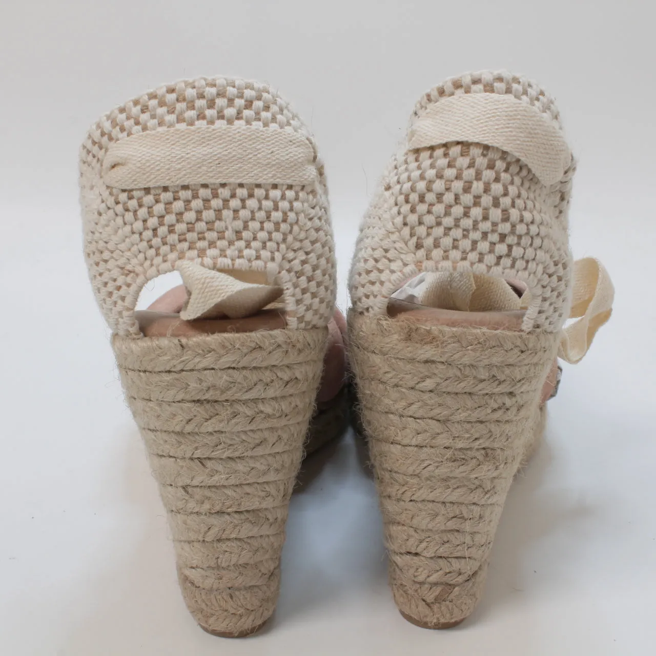 Womens Office Heather Ankle Tie Espadrilles Blush Suede Uk Size 6