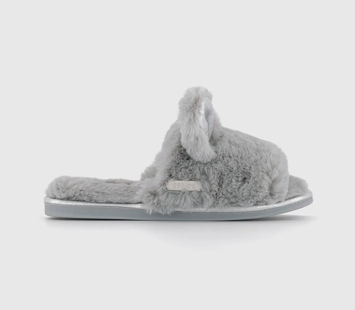 Womens Office Rita  Open Toe Bunny Slides Grey