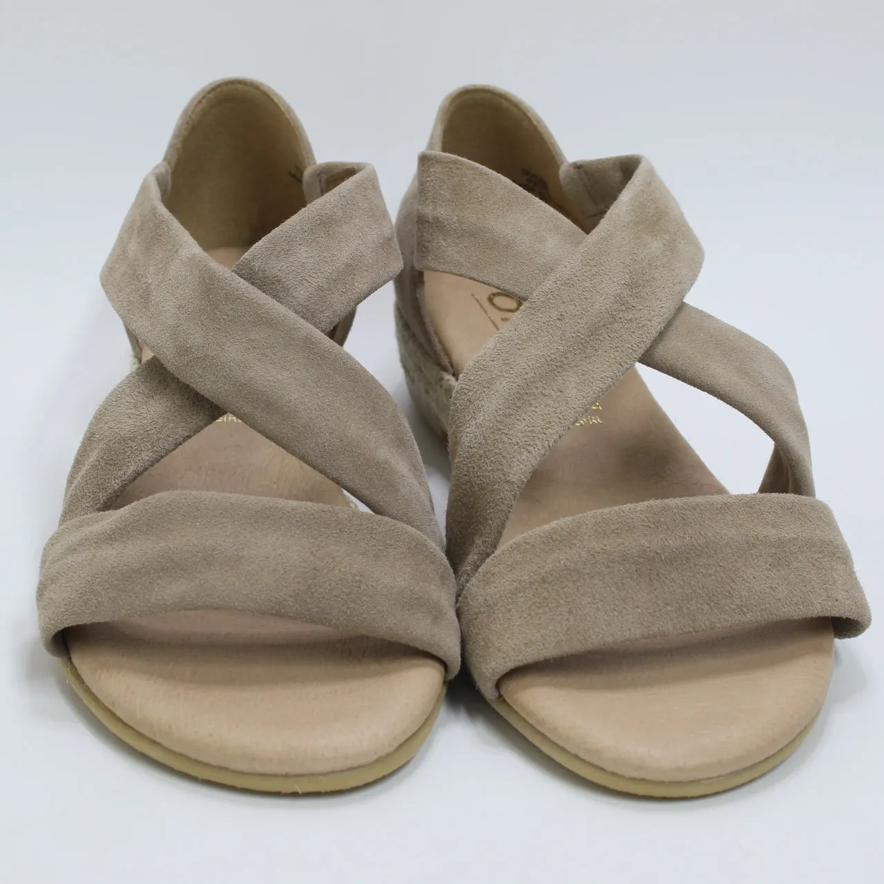 Womens Office Wide Fit: Halle Cross Strap Espadrille Camel Suede